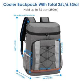Cooler Backpack 36 Can Leakproof Insulated Cooler Backpack With 25L-6.6Gal For Picnic Camping Beach Hiking Fishing Travel