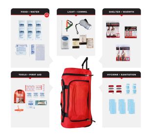 2 Person 72 Hour Survival Kit with Rolling Bag