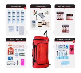 2 Person Essential Survival Kit Rolling Bag | 72-Hour Emergency Preparedness Kit