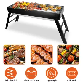 Foldable Charcoal BBQ Grill Stainless Steel Grill Net Easy Setup Portable Tabletop Barbecue Grill For Camping Picnic Outdoor Party