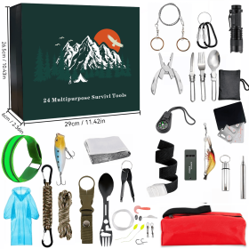 Men's Calendar Survival Kit 24-Day Christmas Countdown Emergency Survival Gear, Gift For Teens And Adults