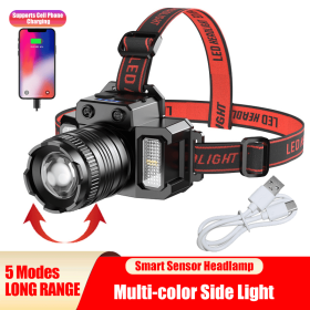 USB Rechargeable LED Tactical Headlamp with Motion Sensor