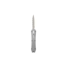 Xkarve SP-Serrated OTF Automatic Knife – Compact Dual Action EDC Blade (Color: Silver)